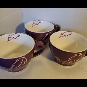 Set of 3 Starbucks autumn leaves coffee cups 10 oz- plum purple